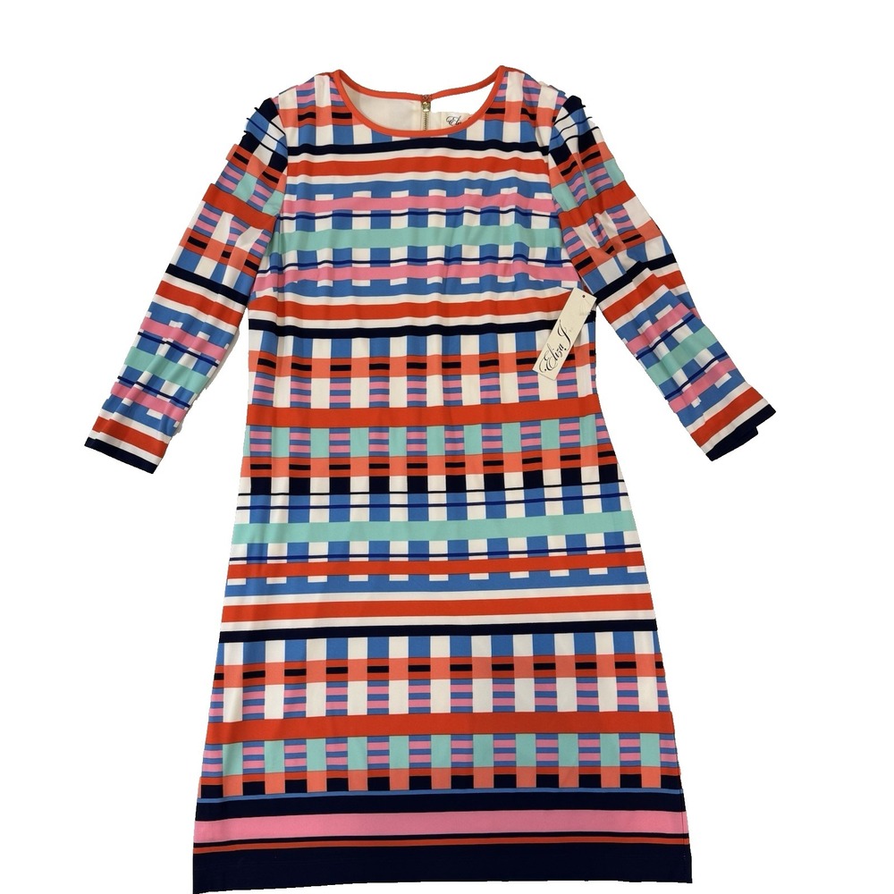 Eliza J Womens Sheath Size 10 Dress Colorful Stretch Classic Midi NWT